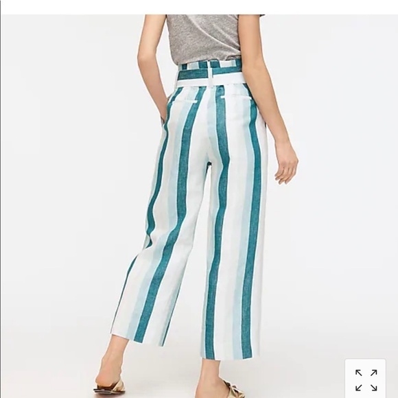 Jcrew striped linen paper bag pant AL264 - Picture 3 of 4